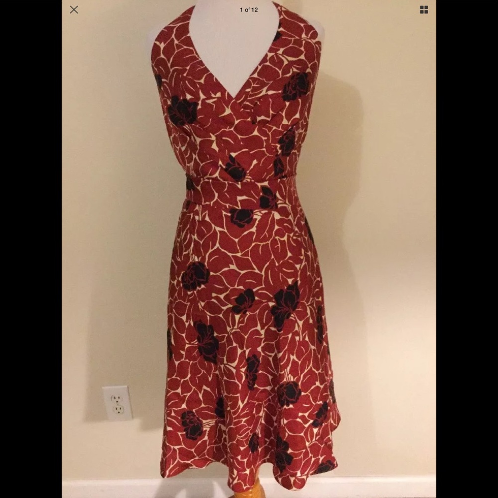 Ann Taylor silk halter top dress sz 0 floral